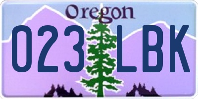 OR license plate 023LBK
