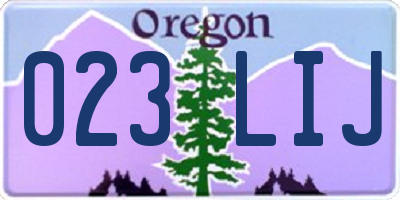 OR license plate 023LIJ