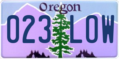 OR license plate 023LOW