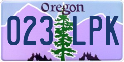 OR license plate 023LPK