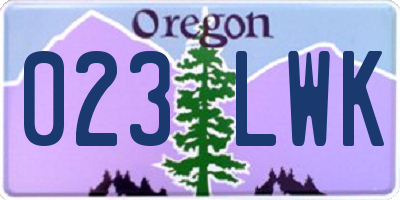 OR license plate 023LWK