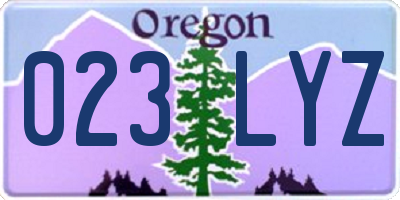 OR license plate 023LYZ