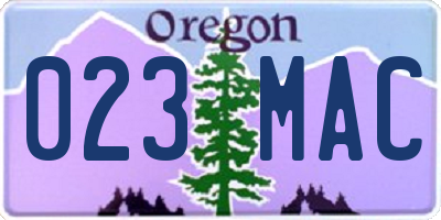 OR license plate 023MAC