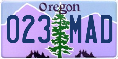 OR license plate 023MAD