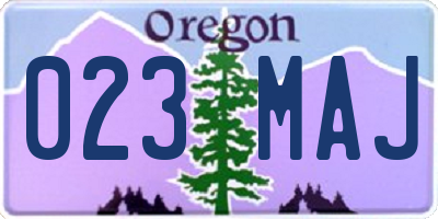 OR license plate 023MAJ