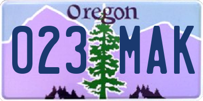 OR license plate 023MAK