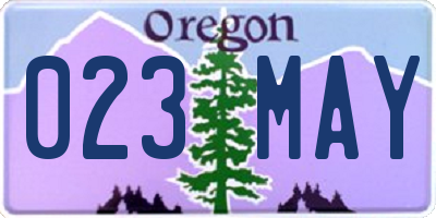 OR license plate 023MAY