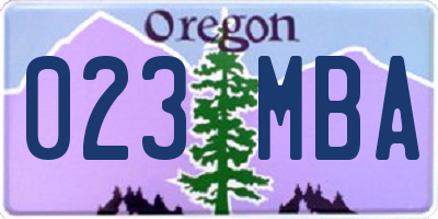 OR license plate 023MBA