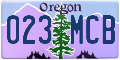 OR license plate 023MCB
