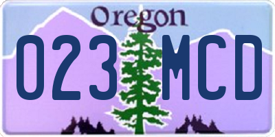 OR license plate 023MCD