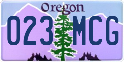 OR license plate 023MCG