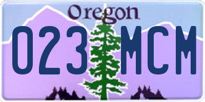 OR license plate 023MCM