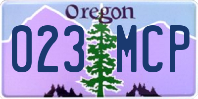 OR license plate 023MCP