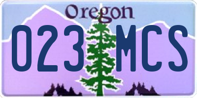 OR license plate 023MCS