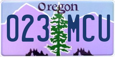 OR license plate 023MCU