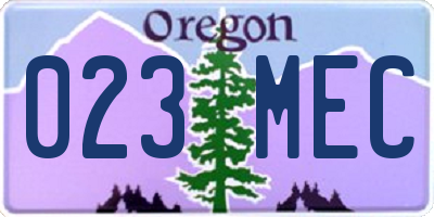 OR license plate 023MEC