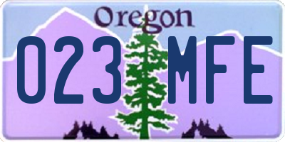 OR license plate 023MFE