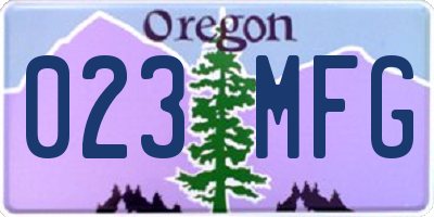 OR license plate 023MFG