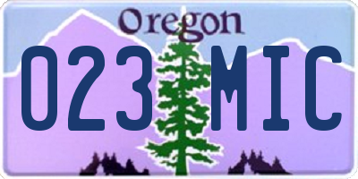 OR license plate 023MIC
