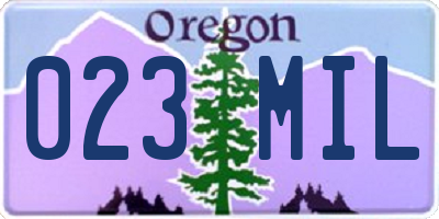 OR license plate 023MIL