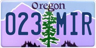 OR license plate 023MIR