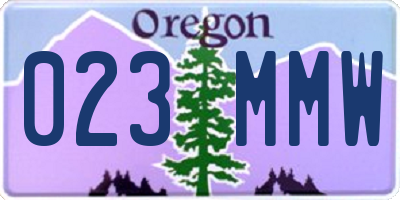 OR license plate 023MMW