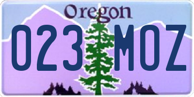 OR license plate 023MOZ