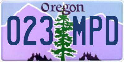 OR license plate 023MPD