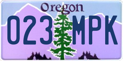 OR license plate 023MPK