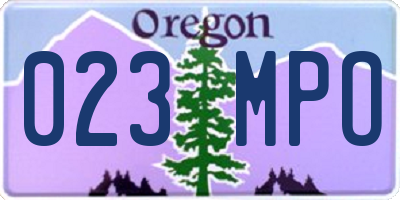 OR license plate 023MPO