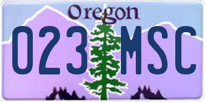 OR license plate 023MSC