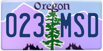 OR license plate 023MSD