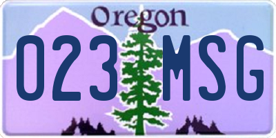 OR license plate 023MSG