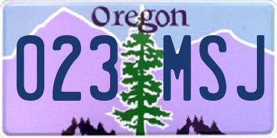 OR license plate 023MSJ