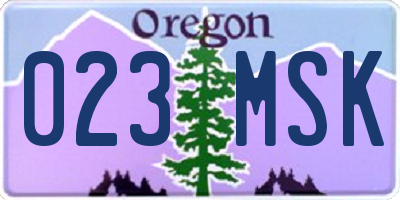 OR license plate 023MSK