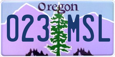 OR license plate 023MSL