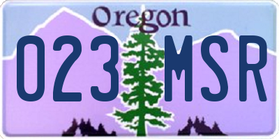 OR license plate 023MSR