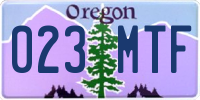 OR license plate 023MTF