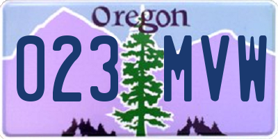OR license plate 023MVW