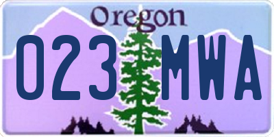OR license plate 023MWA