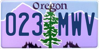 OR license plate 023MWV