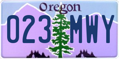 OR license plate 023MWY