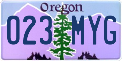 OR license plate 023MYG