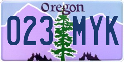 OR license plate 023MYK