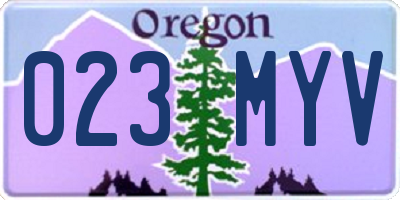 OR license plate 023MYV