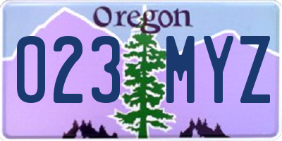 OR license plate 023MYZ