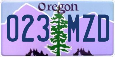 OR license plate 023MZD