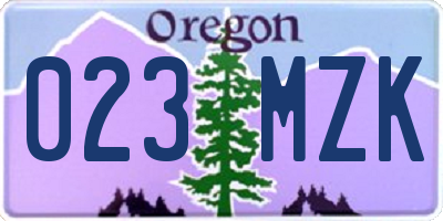OR license plate 023MZK