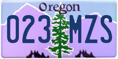 OR license plate 023MZS