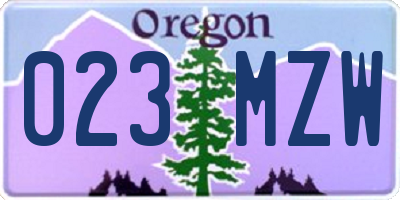 OR license plate 023MZW